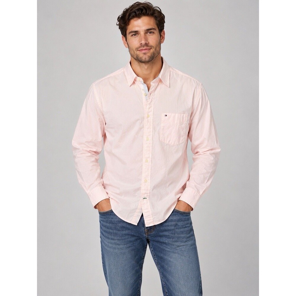 Tommy Hilfiger Men's Button-Down Shirt, Size XL Classic Fit Pink